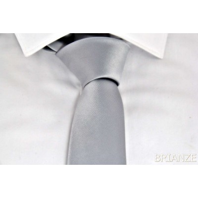 Brianze Gri Slim Fit Dupont Saten Kravat DK-11