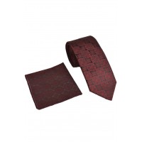 Brianze Motif Desen Bordo Mendilli Kravat 